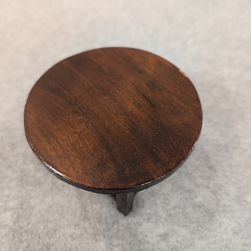Miniature Dark Wood Round Table Dollhouse Furniture Accessory Decor - Picture 3 of 6